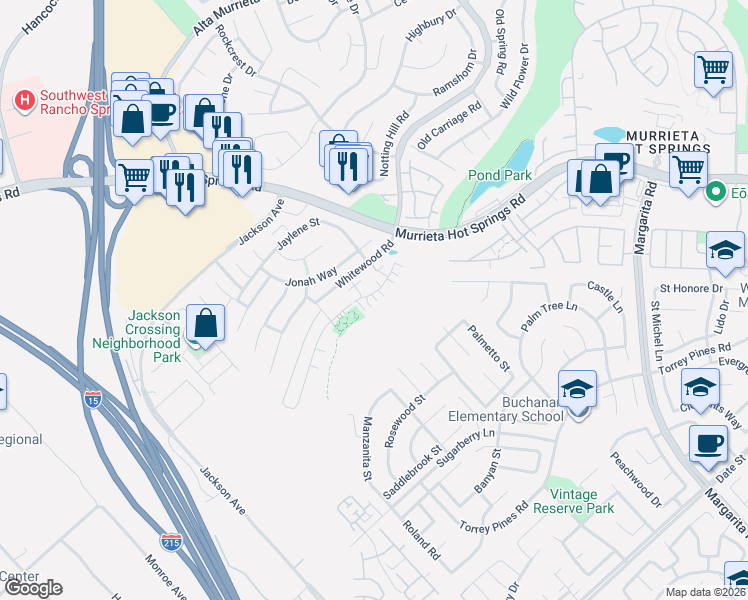 map of restaurants, bars, coffee shops, grocery stores, and more near 40114 Calle Real in Murrieta