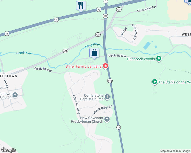 map of restaurants, bars, coffee shops, grocery stores, and more near 3936 Dwyer Lane in Aiken