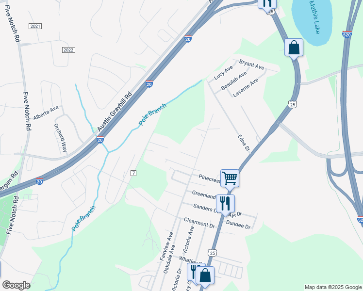 map of restaurants, bars, coffee shops, grocery stores, and more near 1028 Alexander Drive in North Augusta