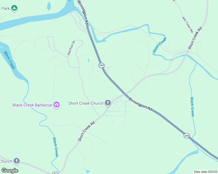 map of restaurants, bars, coffee shops, grocery stores, and more near 7720 Birmingport Road in Mulga