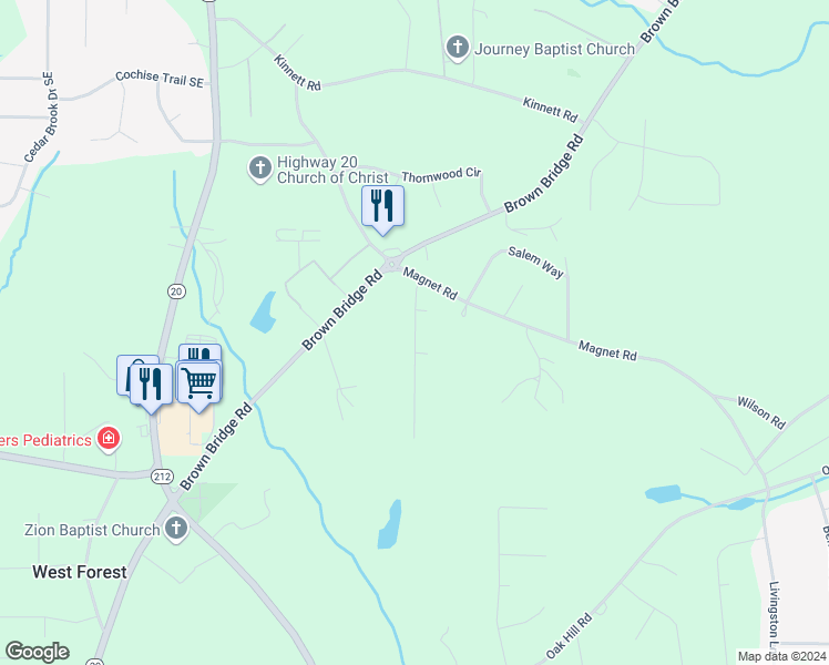 map of restaurants, bars, coffee shops, grocery stores, and more near 1 Gibson Way in Covington