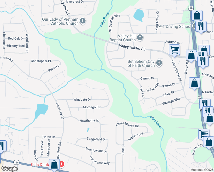map of restaurants, bars, coffee shops, grocery stores, and more near 7408 Naples Court in Riverdale