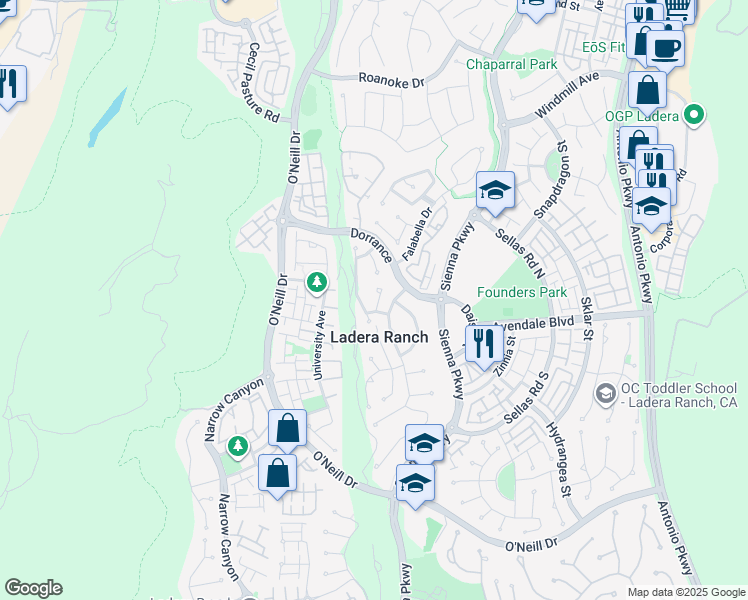 map of restaurants, bars, coffee shops, grocery stores, and more near 11 Saint Steven Court in Mission Viejo