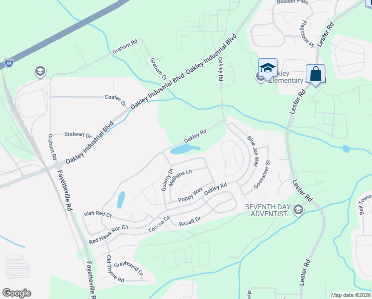 map of restaurants, bars, coffee shops, grocery stores, and more near 7495 Oakley Road in Union City