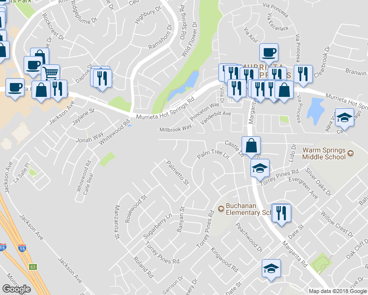map of restaurants, bars, coffee shops, grocery stores, and more near 25957 Schafer Drive in Murrieta