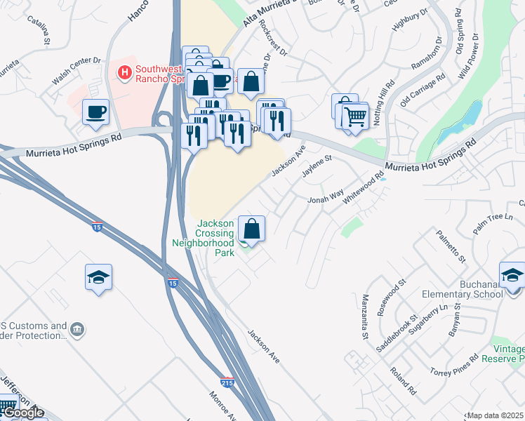 map of restaurants, bars, coffee shops, grocery stores, and more near 26253 Isabella Place in Murrieta