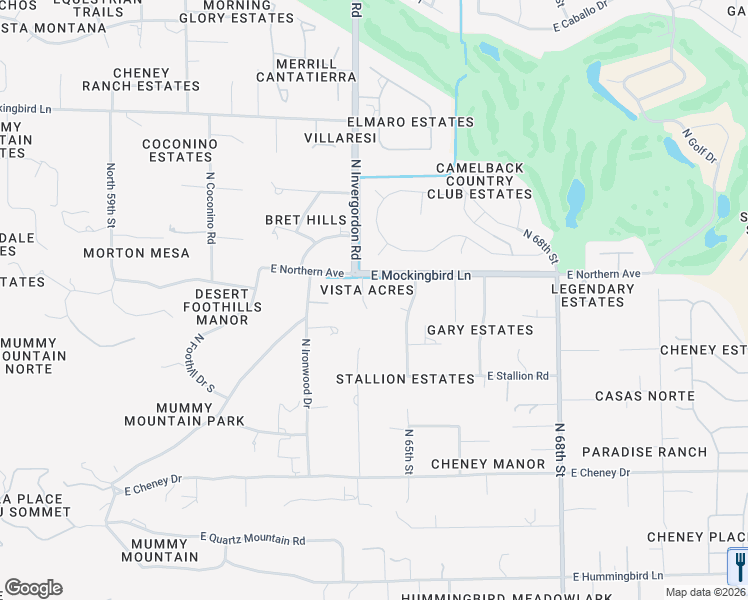 map of restaurants, bars, coffee shops, grocery stores, and more near 7820 North 65th Street in Paradise Valley