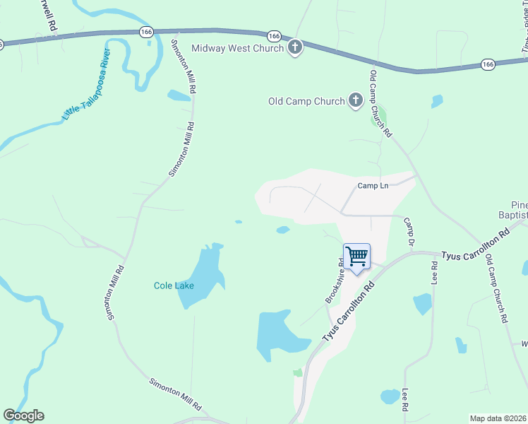 map of restaurants, bars, coffee shops, grocery stores, and more near 391 Camp Drive in Carrollton