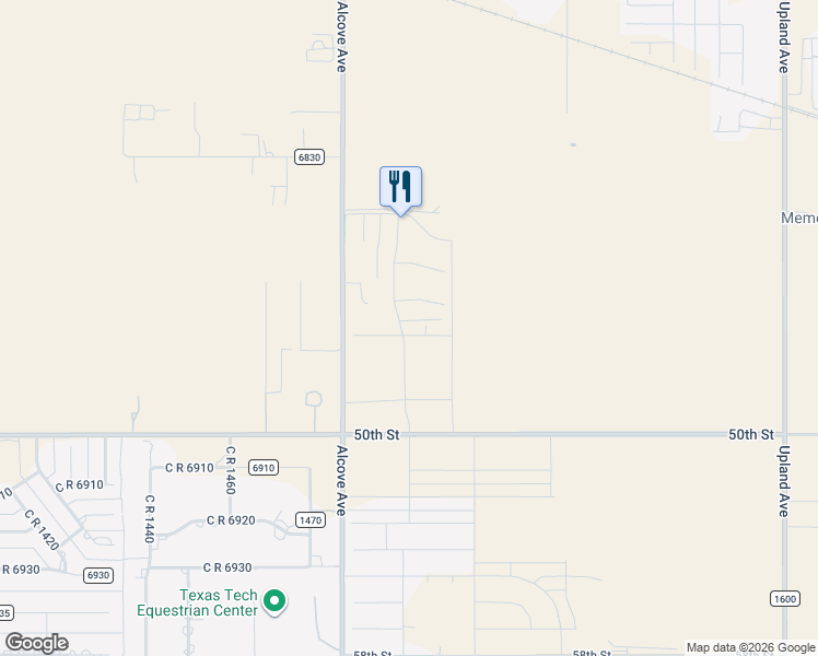 map of restaurants, bars, coffee shops, grocery stores, and more near 4901 County Road 1500 in Lubbock