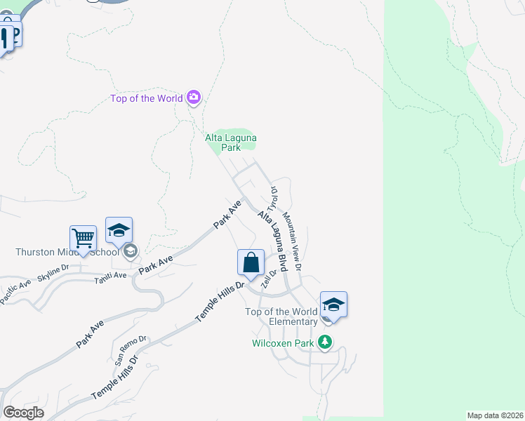 map of restaurants, bars, coffee shops, grocery stores, and more near 3168 Alta Laguna Boulevard in Laguna Beach