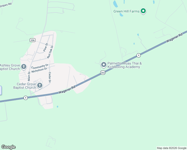 map of restaurants, bars, coffee shops, grocery stores, and more near 2887 Wagener Road in Aiken