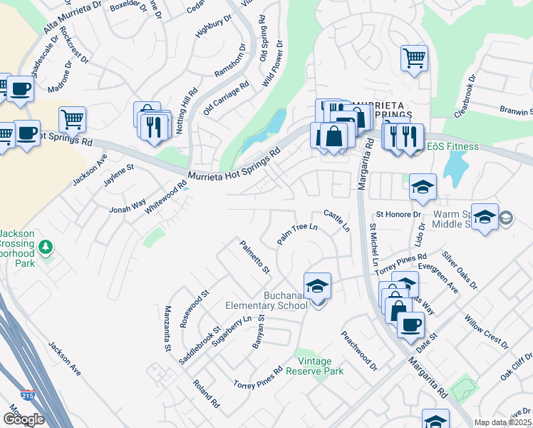 map of restaurants, bars, coffee shops, grocery stores, and more near 25957 Schafer Drive in Murrieta