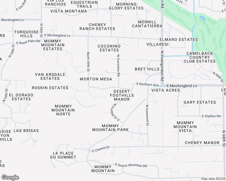 map of restaurants, bars, coffee shops, grocery stores, and more near 6019 East Foothill Drive North in Paradise Valley