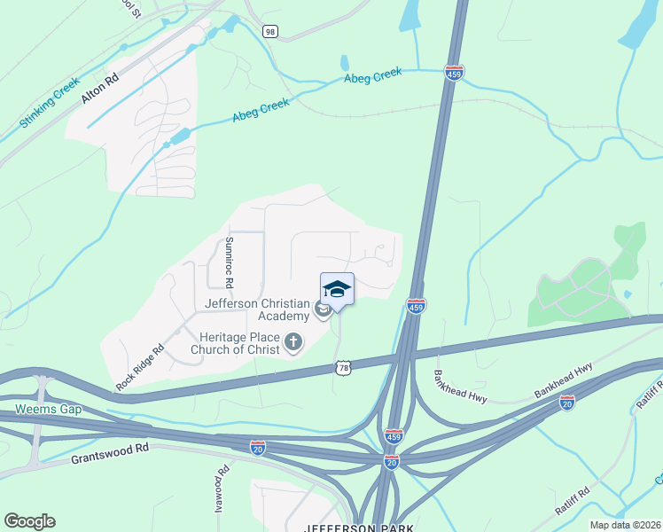 map of restaurants, bars, coffee shops, grocery stores, and more near 1536 Heritage Place Drive in Irondale