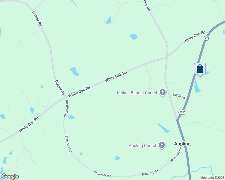 map of restaurants, bars, coffee shops, grocery stores, and more near 5660 White Oak Road in Appling