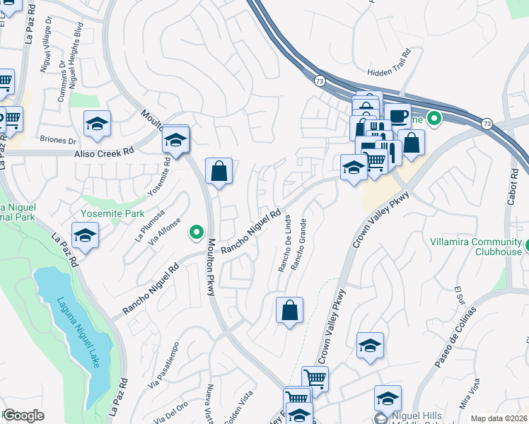 map of restaurants, bars, coffee shops, grocery stores, and more near 28307 Via Luis in Laguna Niguel