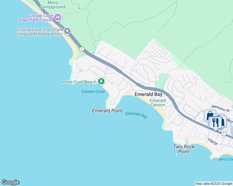 map of restaurants, bars, coffee shops, grocery stores, and more near 172 Emerald Bay in Laguna Beach