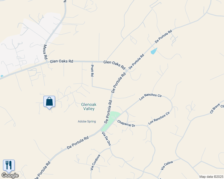 map of restaurants, bars, coffee shops, grocery stores, and more near 38250 Pratt Road in Temecula