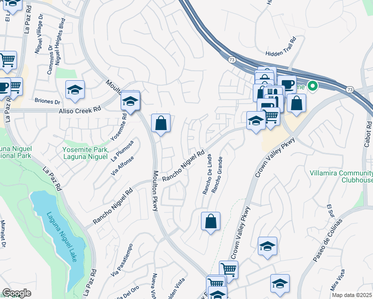 map of restaurants, bars, coffee shops, grocery stores, and more near 28255 Via Fierro in Laguna Niguel