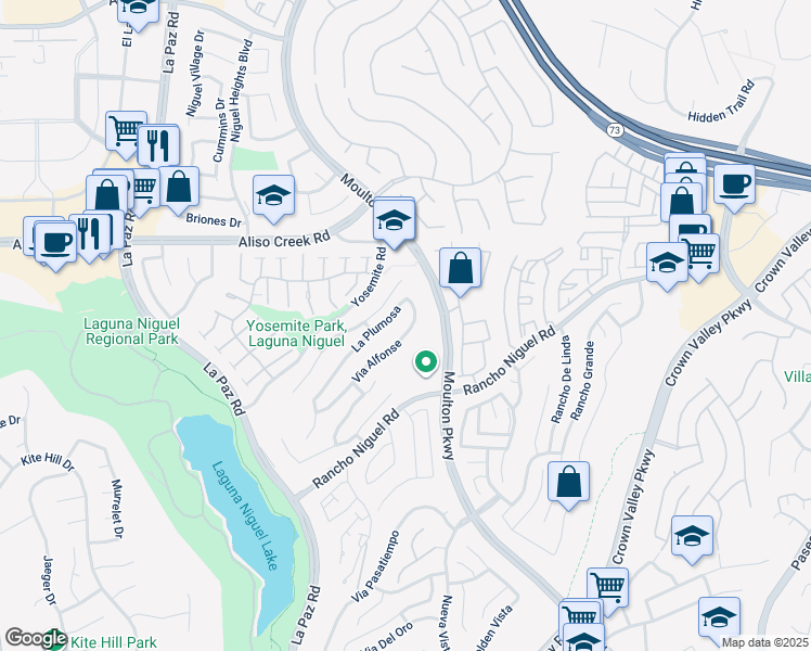 map of restaurants, bars, coffee shops, grocery stores, and more near 28251 Via Alfonse in Laguna Niguel