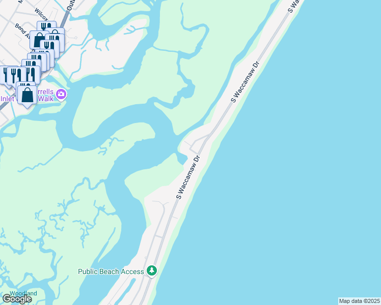 map of restaurants, bars, coffee shops, grocery stores, and more near 1478 Basin Trail in Murrells Inlet