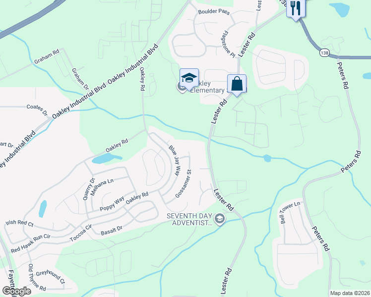 map of restaurants, bars, coffee shops, grocery stores, and more near 7225 Lester Road in Union City