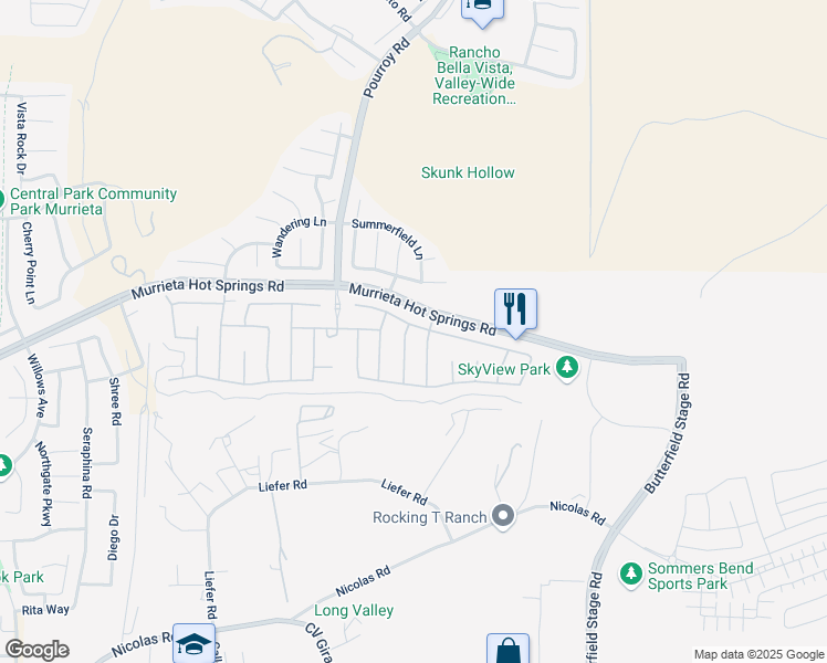 map of restaurants, bars, coffee shops, grocery stores, and more near 31580 Sweetwater Circle in Temecula