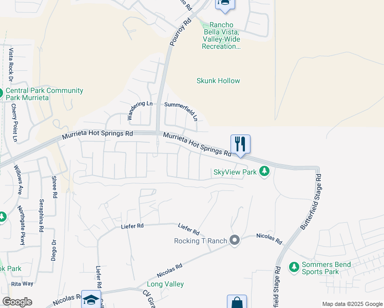 map of restaurants, bars, coffee shops, grocery stores, and more near 39088 Pagosa Springs Drive in Temecula