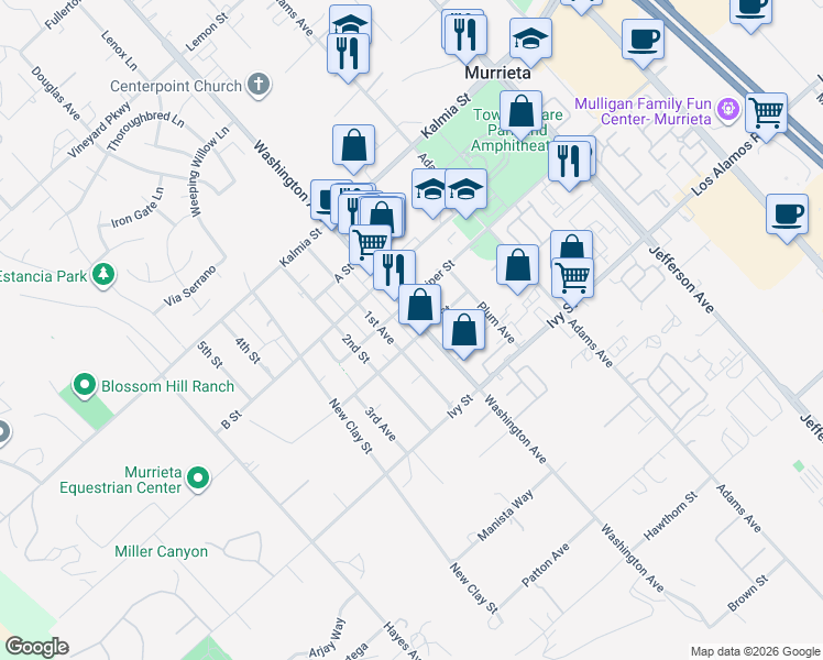 map of restaurants, bars, coffee shops, grocery stores, and more near in Murrieta
