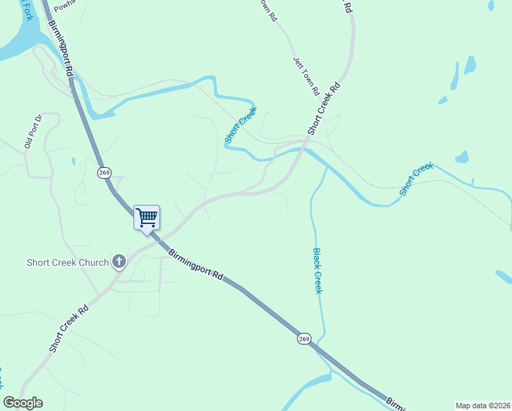 map of restaurants, bars, coffee shops, grocery stores, and more near 1445 Short Creek Road in Mulga