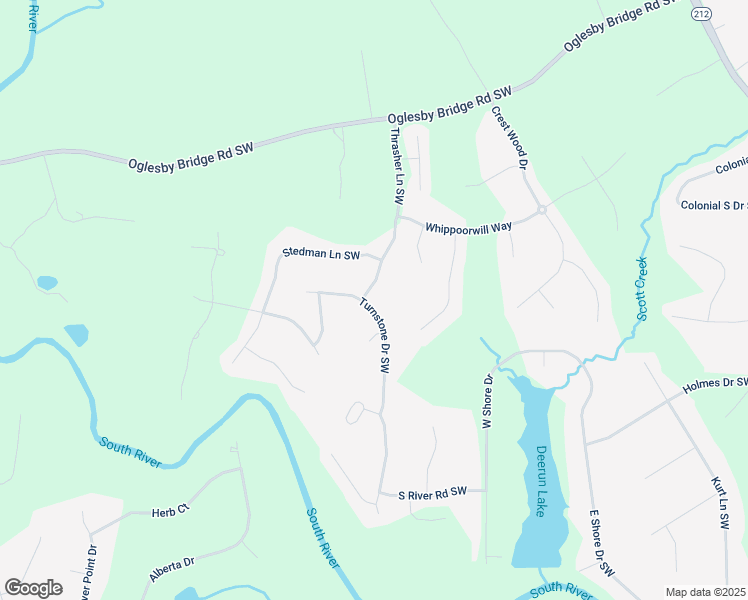 map of restaurants, bars, coffee shops, grocery stores, and more near 5700 Thrasher Lane Southwest in Conyers