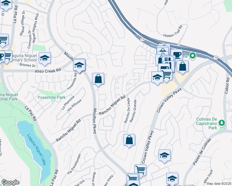 map of restaurants, bars, coffee shops, grocery stores, and more near 28195 Via Fierro in Laguna Niguel