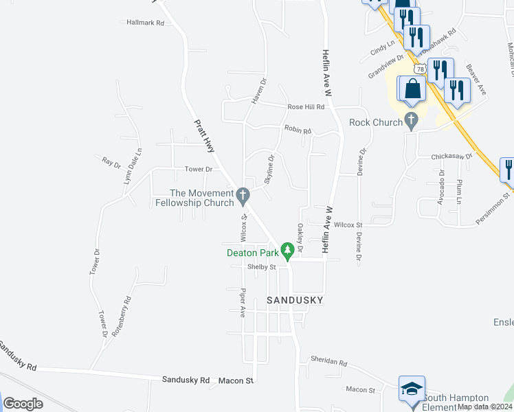 map of restaurants, bars, coffee shops, grocery stores, and more near 1133 Pratt Highway in Birmingham