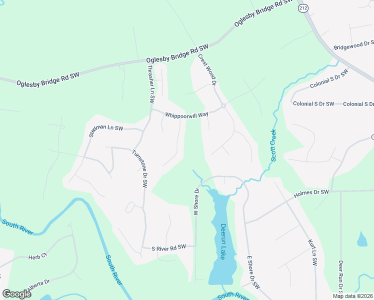 map of restaurants, bars, coffee shops, grocery stores, and more near 2225 Morning Dew in Conyers