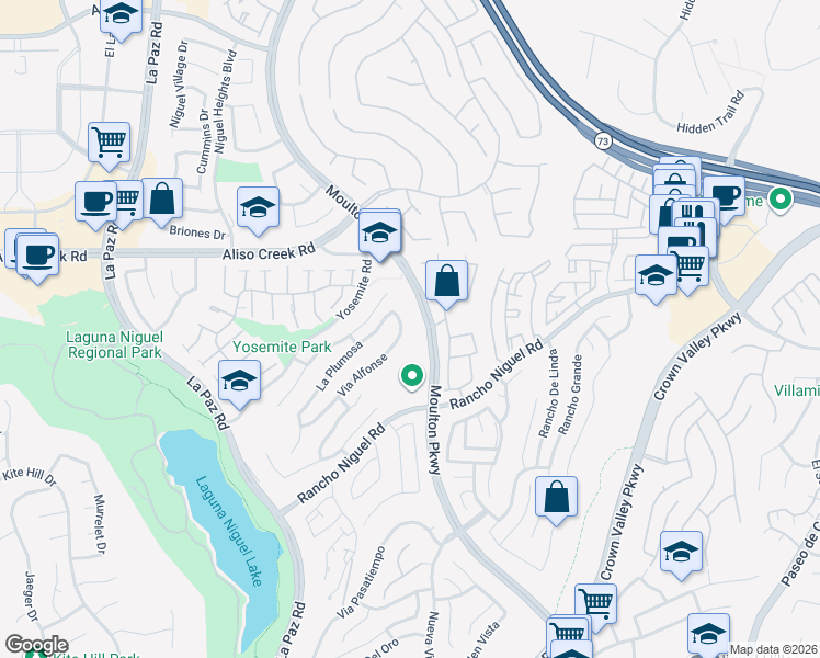 map of restaurants, bars, coffee shops, grocery stores, and more near 28222 Via Alfonse in Laguna Niguel