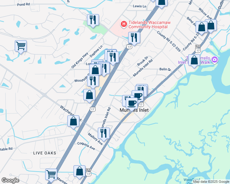 map of restaurants, bars, coffee shops, grocery stores, and more near 4426 Murrells Inlet Road in Murrells Inlet