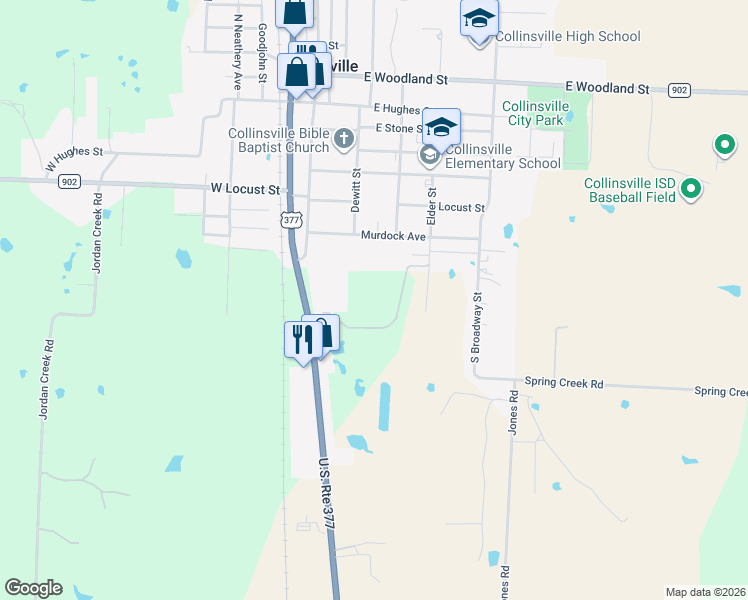 map of restaurants, bars, coffee shops, grocery stores, and more near 300 Murdock Street in Collinsville