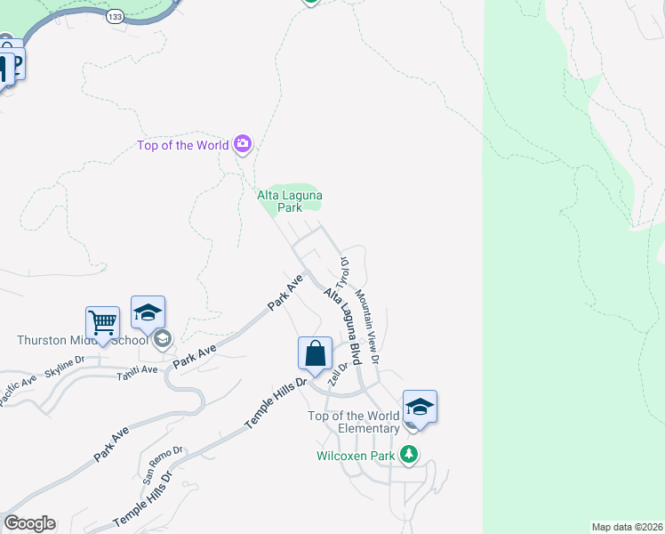 map of restaurants, bars, coffee shops, grocery stores, and more near 3180 Mountain View Drive in Laguna Beach