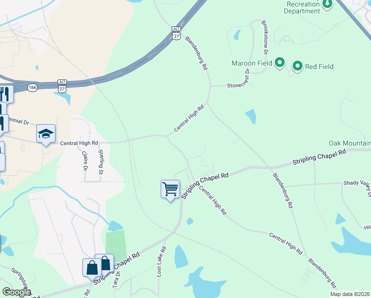 map of restaurants, bars, coffee shops, grocery stores, and more near 524 Central High Road in Carrollton