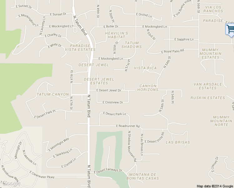 map of restaurants, bars, coffee shops, grocery stores, and more near 5043 East Desert Jewel Drive in Paradise Valley