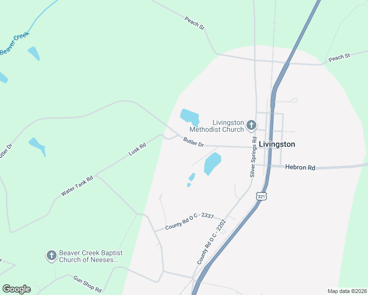 map of restaurants, bars, coffee shops, grocery stores, and more near 1 Lusk Road in Neeses