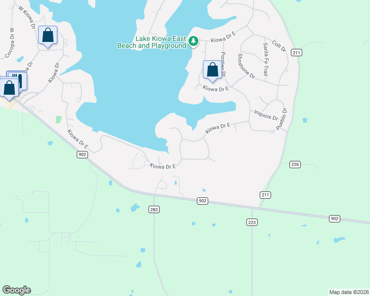 map of restaurants, bars, coffee shops, grocery stores, and more near 211 Kiowa Drive East in Gainesville