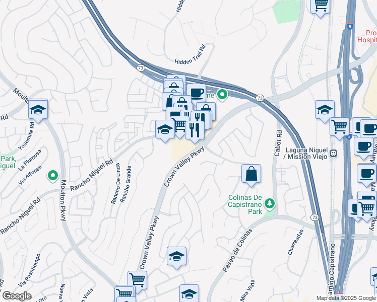 map of restaurants, bars, coffee shops, grocery stores, and more near 28211 Crown Valley Parkway in Laguna Niguel