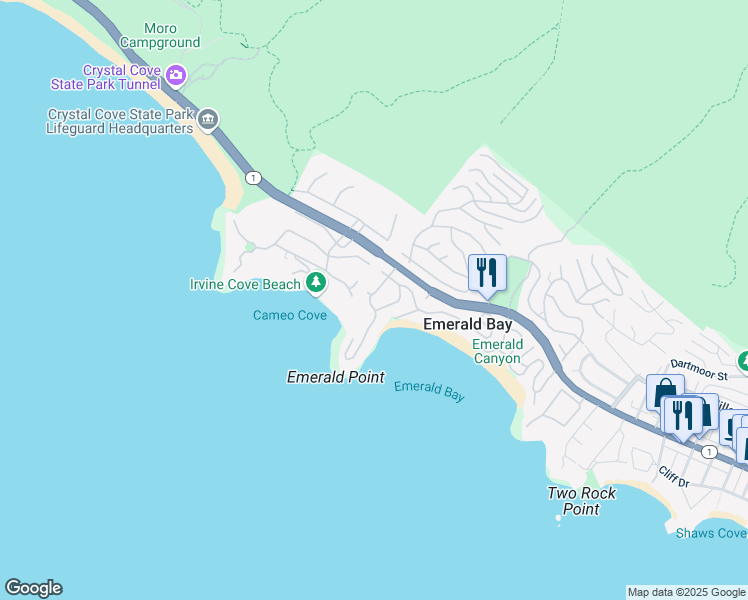 map of restaurants, bars, coffee shops, grocery stores, and more near 138 Emerald Bay in Laguna Beach