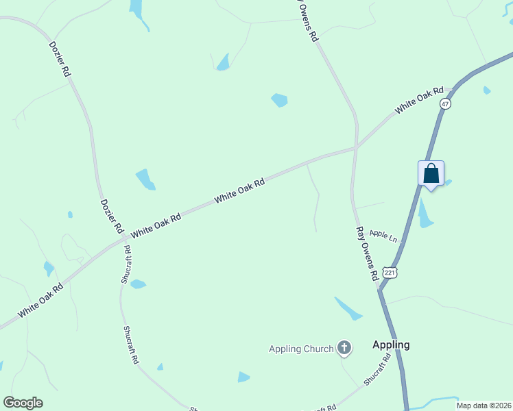 map of restaurants, bars, coffee shops, grocery stores, and more near 5701 White Oak Road in Appling