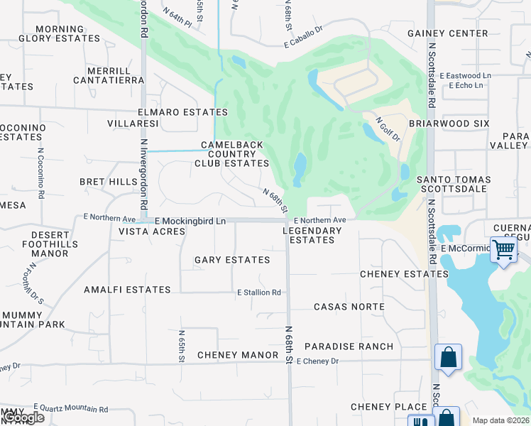 map of restaurants, bars, coffee shops, grocery stores, and more near 6641 East Ironwood Drive in Paradise Valley