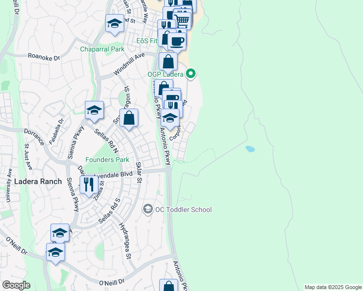map of restaurants, bars, coffee shops, grocery stores, and more near 2000 Corporate Drive in Ladera Ranch