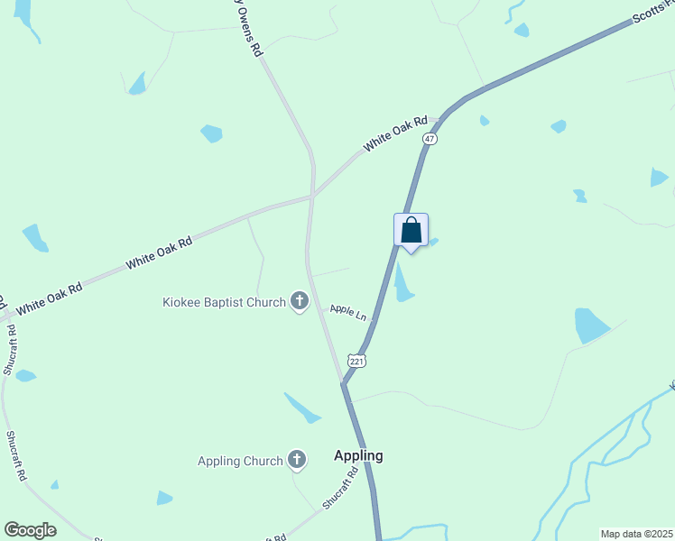 map of restaurants, bars, coffee shops, grocery stores, and more near Kiokee Lane in Appling