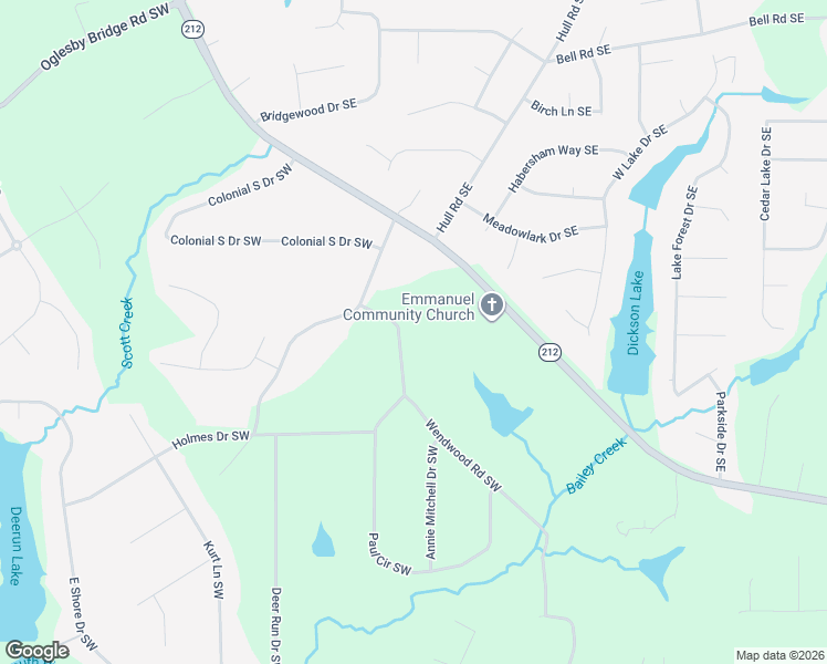 map of restaurants, bars, coffee shops, grocery stores, and more near 5070 Wendwood Road Southwest in Conyers