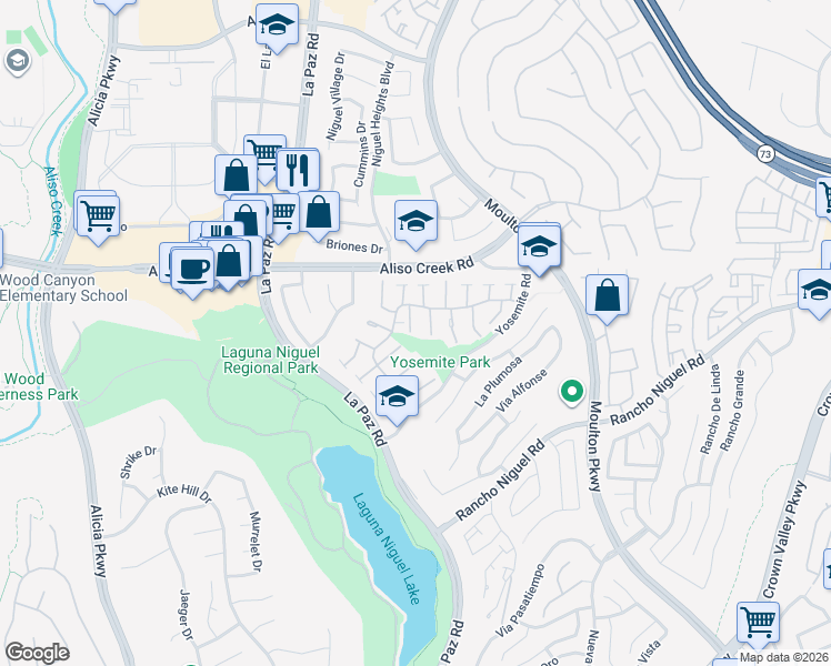 map of restaurants, bars, coffee shops, grocery stores, and more near 28182 Carpenteria Court in Laguna Niguel